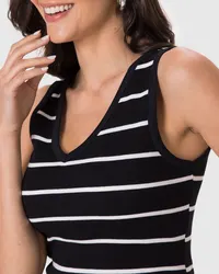 Vestido Midi Justo(a) (Listrado Preto) — foto 3