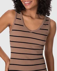Vestido Midi Justo(a) (Listrado Marrom) — foto 3