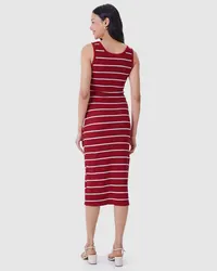 Vestido Midi Justo(a) (Listrado Vermelho) — foto 5