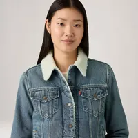 Jaqueta Jeans Levi's® Trucker Sherpa Original Lavagem Média TAMANHO:M — foto 6