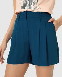 Shorts Alfaiataria Pregas (Azul Marinho) — foto 3