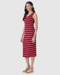 Vestido Midi Justo(a) (Listrado Vermelho) — foto 2