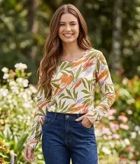 Blusa Justo(a) (Estampado Floral) Tam M — foto 1