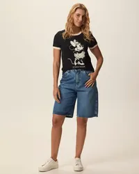 Camiseta Feminina Gola E Manga Contraste Minnie Mouse Em Algodão (PRETA) — foto 2