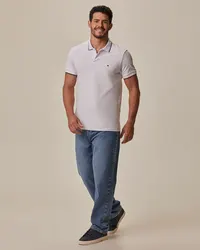 Camisa Polo Slim Piquet Premium (Branco) Tam M — foto 3