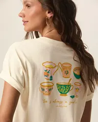 Camiseta Feminina Estampa Chás Frente E Costas Em Algodão (OFF) — foto 3