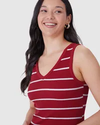 Vestido Midi Justo(a) (Listrado Vermelho) — foto 3