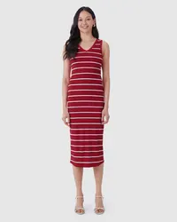 Vestido Midi Justo(a) (Listrado Vermelho) — foto 4