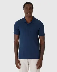 Camisa Polo Básica Masculina Gola Esporte Piquet Stretch (AZUL MARINHO) — foto 4