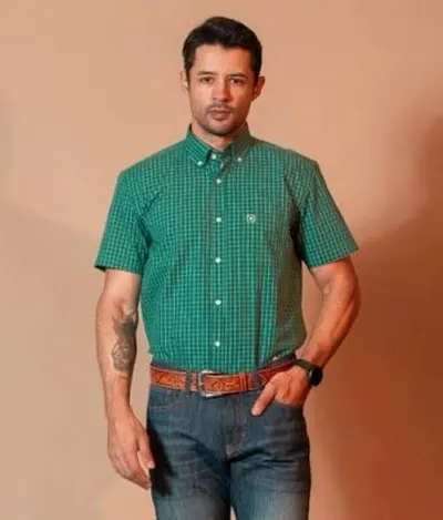 Camisa Custom Mc Xadrez 2712C - 0060-VERDE - M