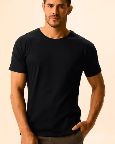 Camiseta Original Masculina Decote Redondo Em Algodão (PRETA) P