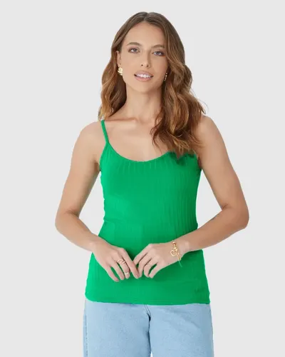 Regata Básica Feminina Alça Fina Em Canelada De Viscose (VERDE) XGG