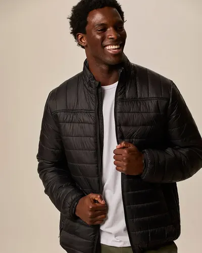 Jaqueta Básica Masculina Puffer Em Poliamida (PRETA) P