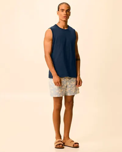 Regata Básica Masculina Cava Ajustada Em Algodão (AZUL MARINHO) P