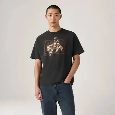Camiseta Masculina Levis Preta Rodeio Dourado