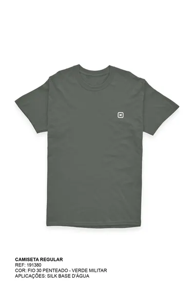 Camiseta Regular Fio 30 Estampada 191380 - 0041-VERDE Militar - M