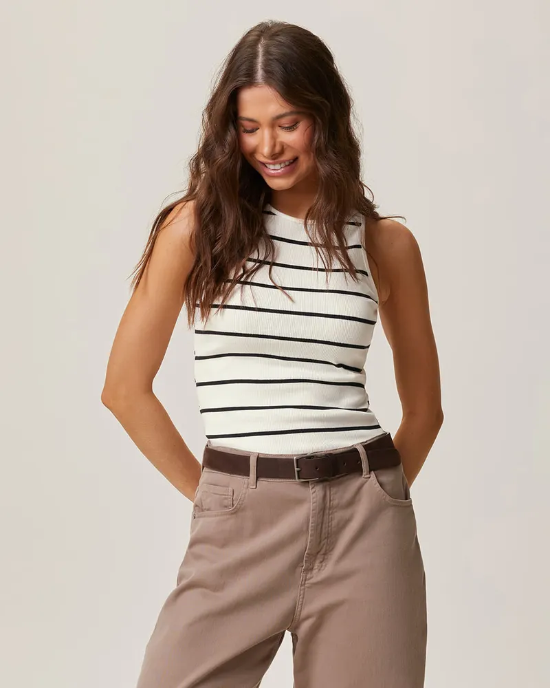 Blusa Justo(a) (Listrado Off White)