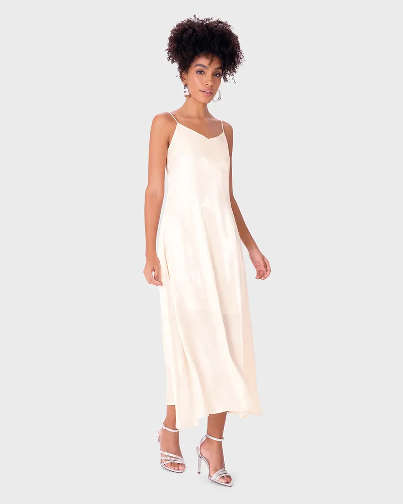 Vestido Midi Evase (Off White) Tam M