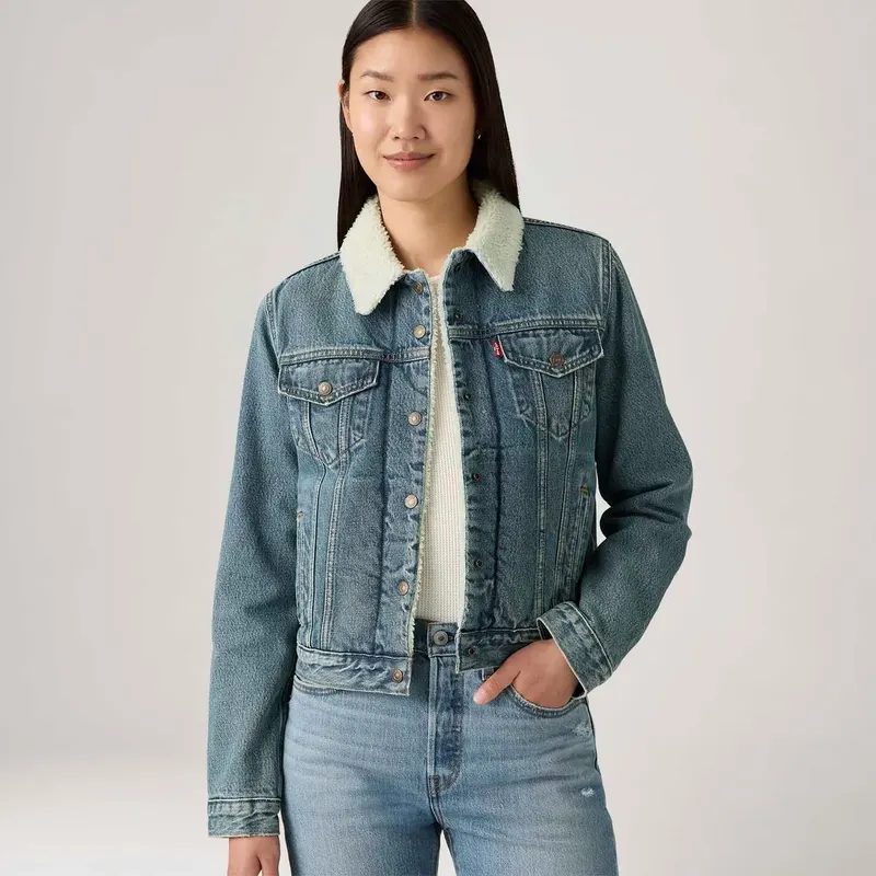 Jaqueta Jeans Levi's® Trucker Sherpa Original Lavagem Média TAMANHO:M