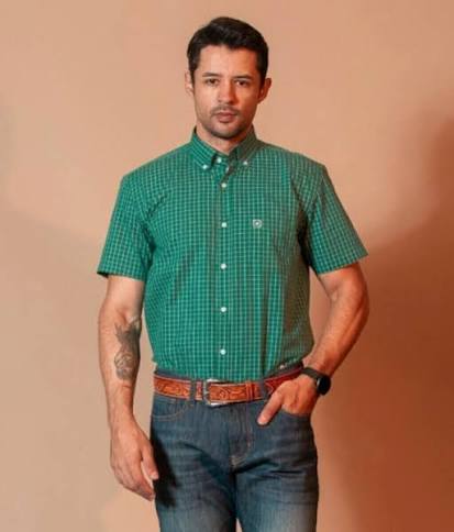 CAMISA CUSTOM MC XADREZ 2712C - 0060-VERDE - M