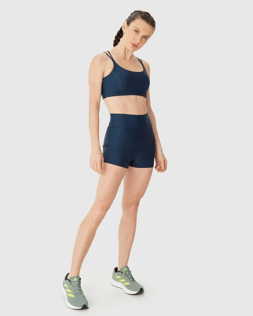 Shorts Esportivo Feminino Living On The Move Em Malha Dry E Proteção UV50+ Malwee Active (AZUL MARINHO) G