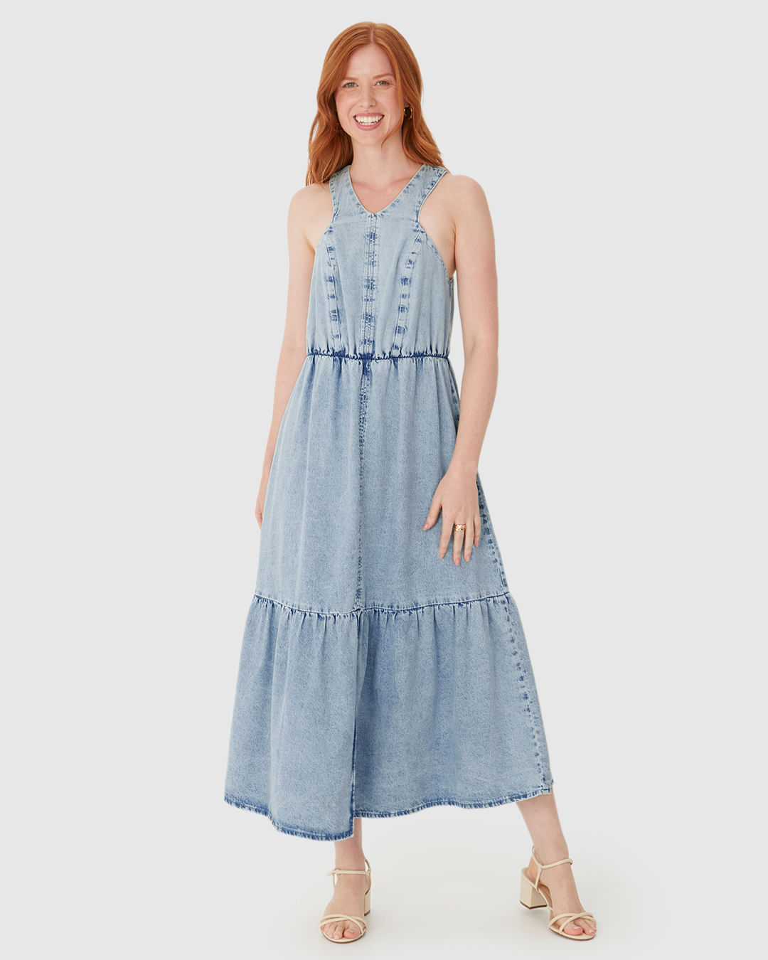 VESTIDO MIDI MARIAS Cor AN67A Tam P