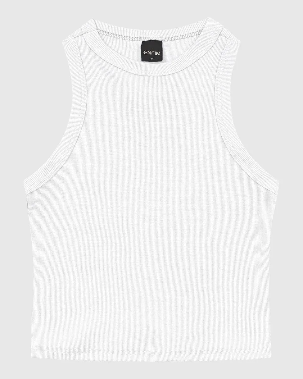 Regata Feminina Decote Halter Neck Em Ribana - ENFIM (BRANCA) GG