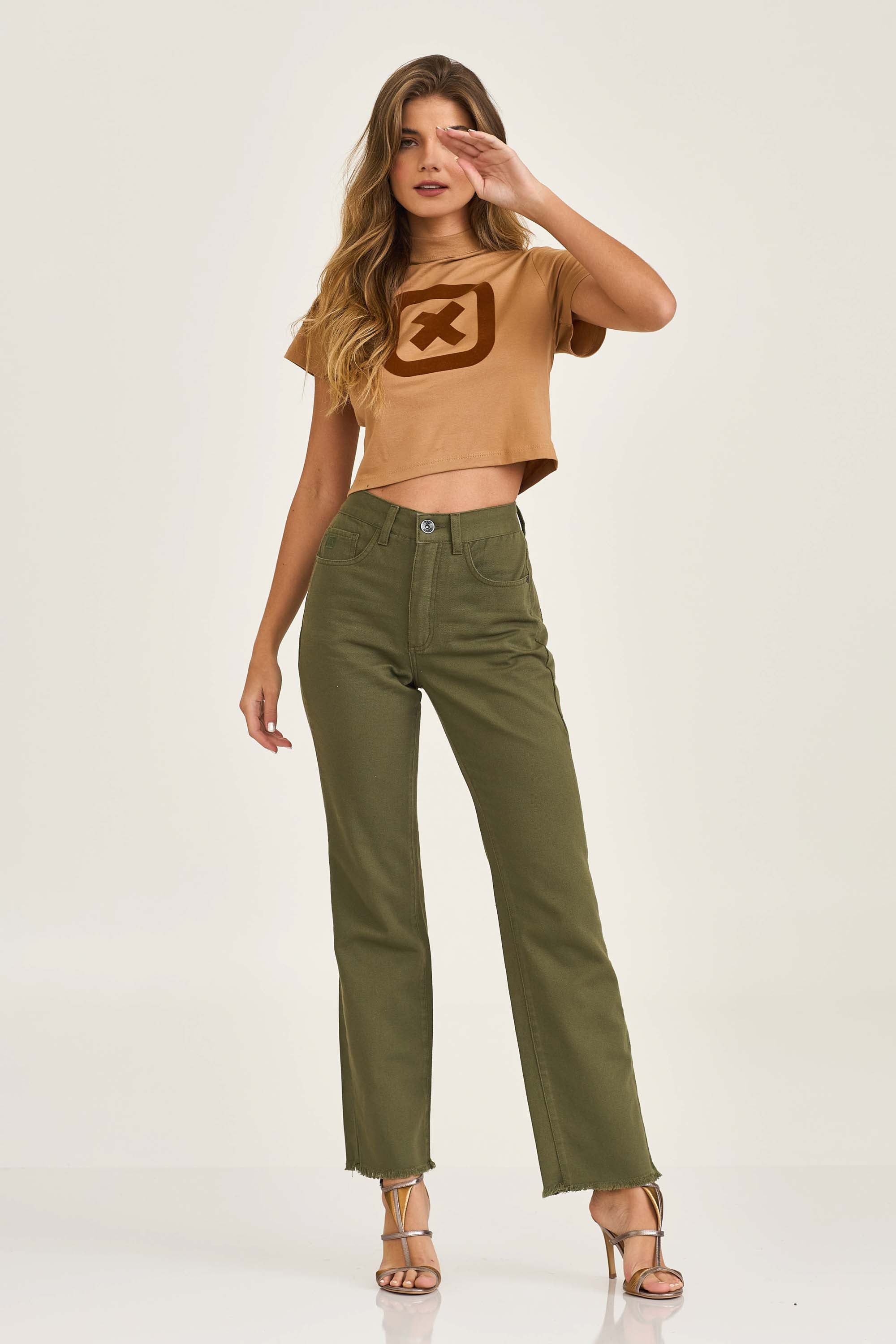 CROPPED SLIM MEIA MALHA ESTAMPADO 51024 - 0014-CARAMELO - P