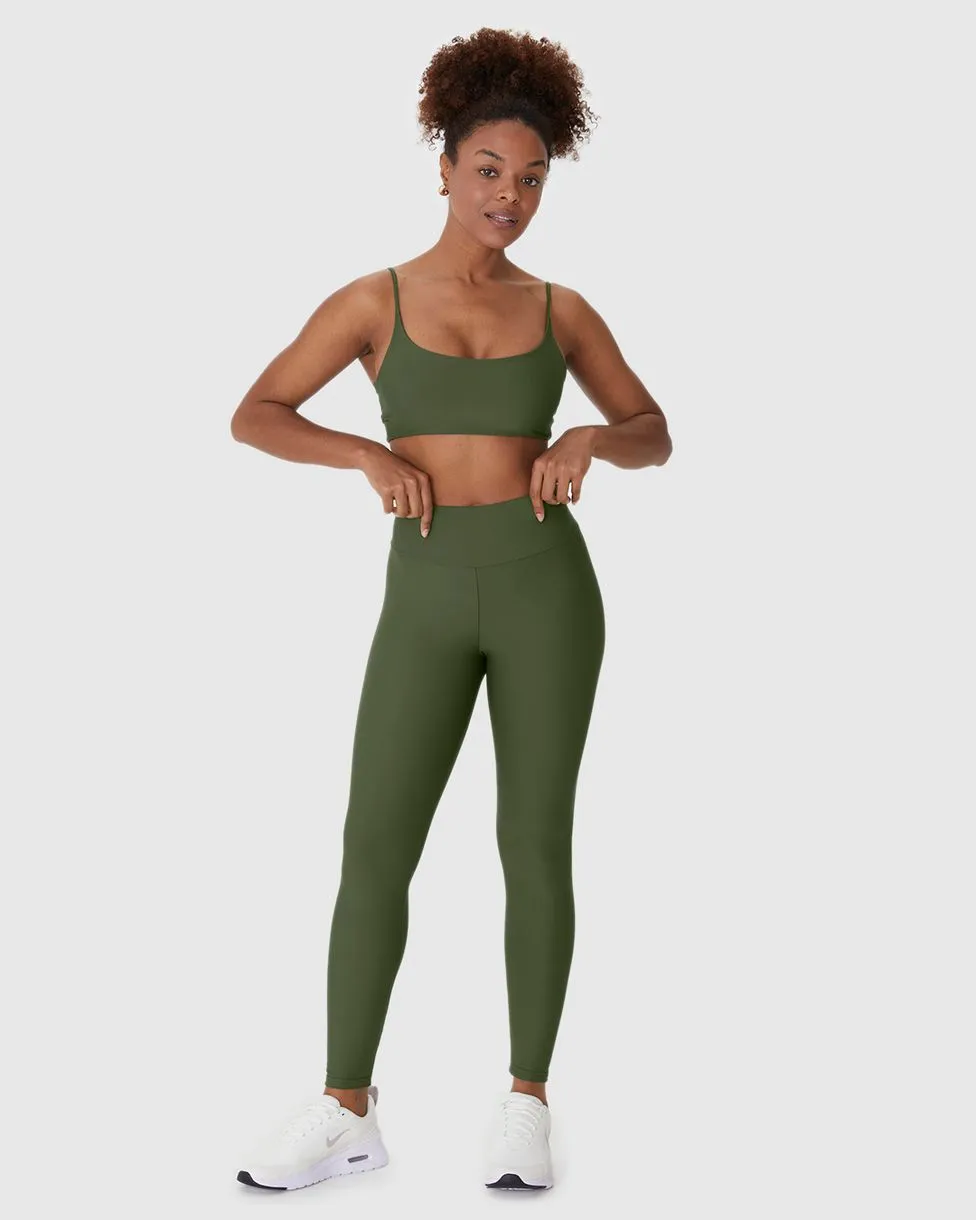 Calça Legging Esportiva Feminina Bolso Costas Em Malha Dry E Proteção UV50+ Malwee Active (VERDEM) P