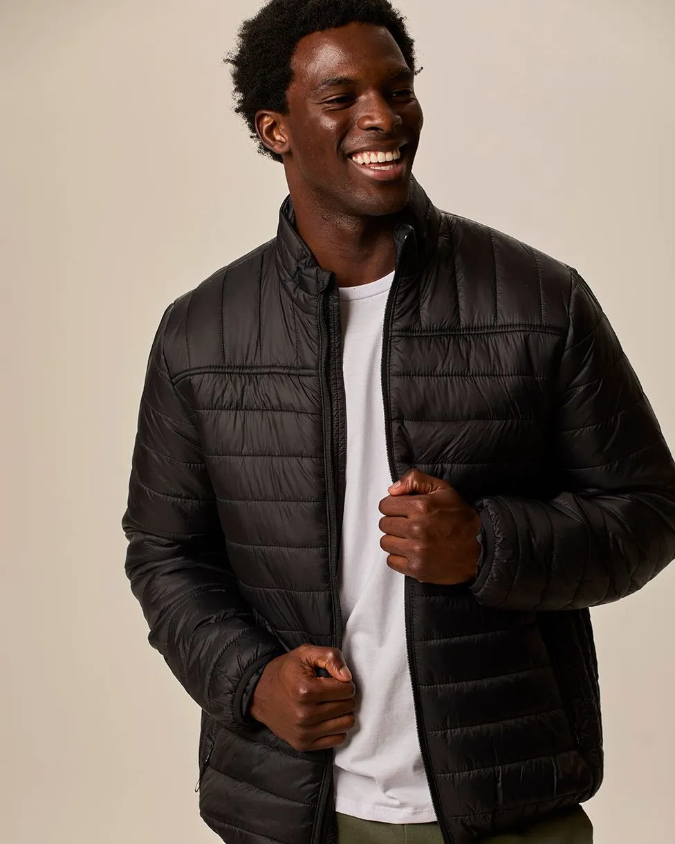 Jaqueta Básica Masculina Puffer Em Poliamida (PRETA) P