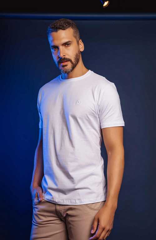 CAMISETA REGULAR FIO 30 BORDADA 19489E - 0001-BRANCO - G