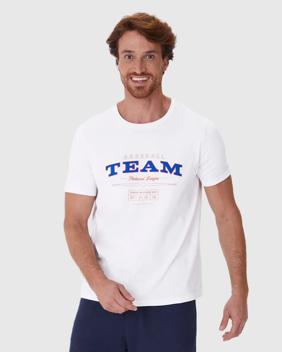 Camiseta Masculina Regular Estampada Em Algodão (BRANCA) P
