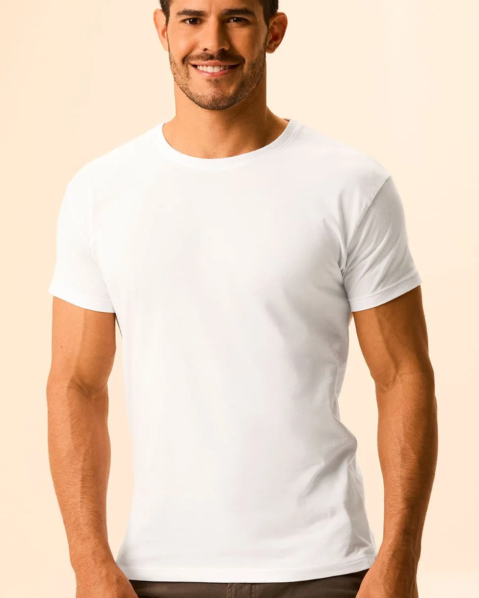 Camiseta Original Masculina Decote Redondo Em Algodão (BRANCA) GG