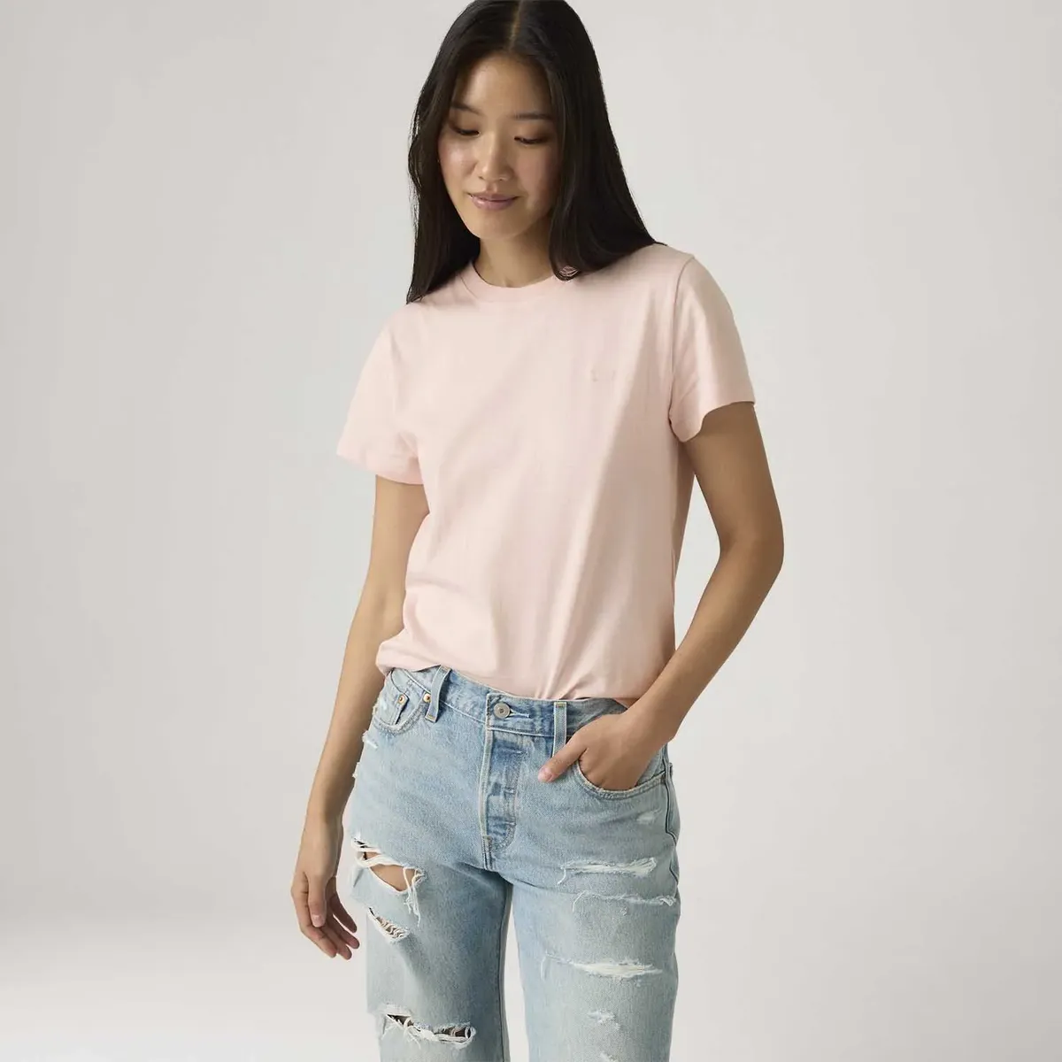 Camiseta Levis Favorite Cotton Hm Rosa Manga Curta