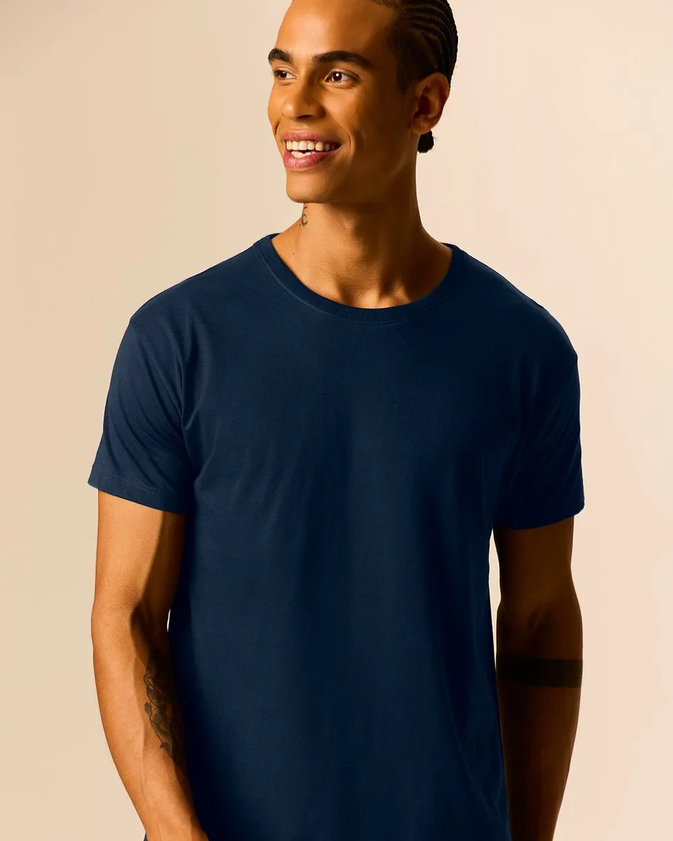 Camiseta Original Masculina Decote Redondo Em Algodão (AZUL MARINHO) GG
