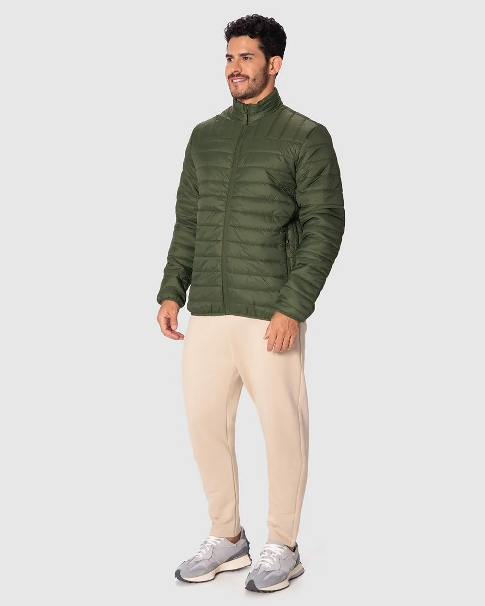 Jaqueta Básica Masculina Puffer Em Poliamida (VERDE) M