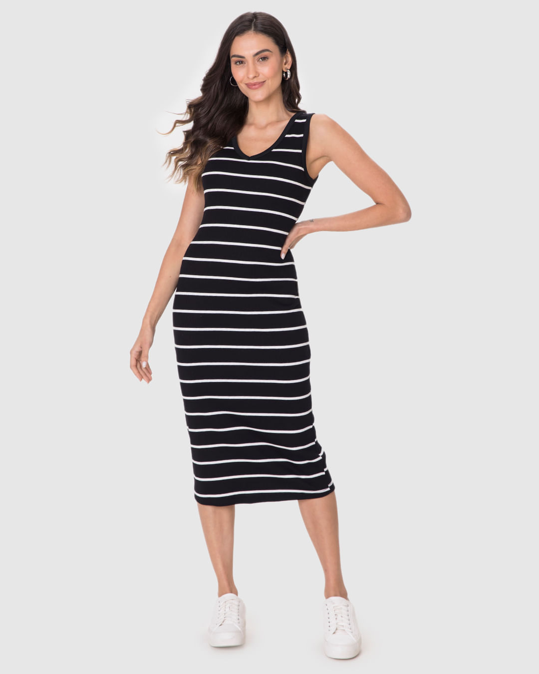 VESTIDO MIDI JUSTO(A) Cor D018M Tam P