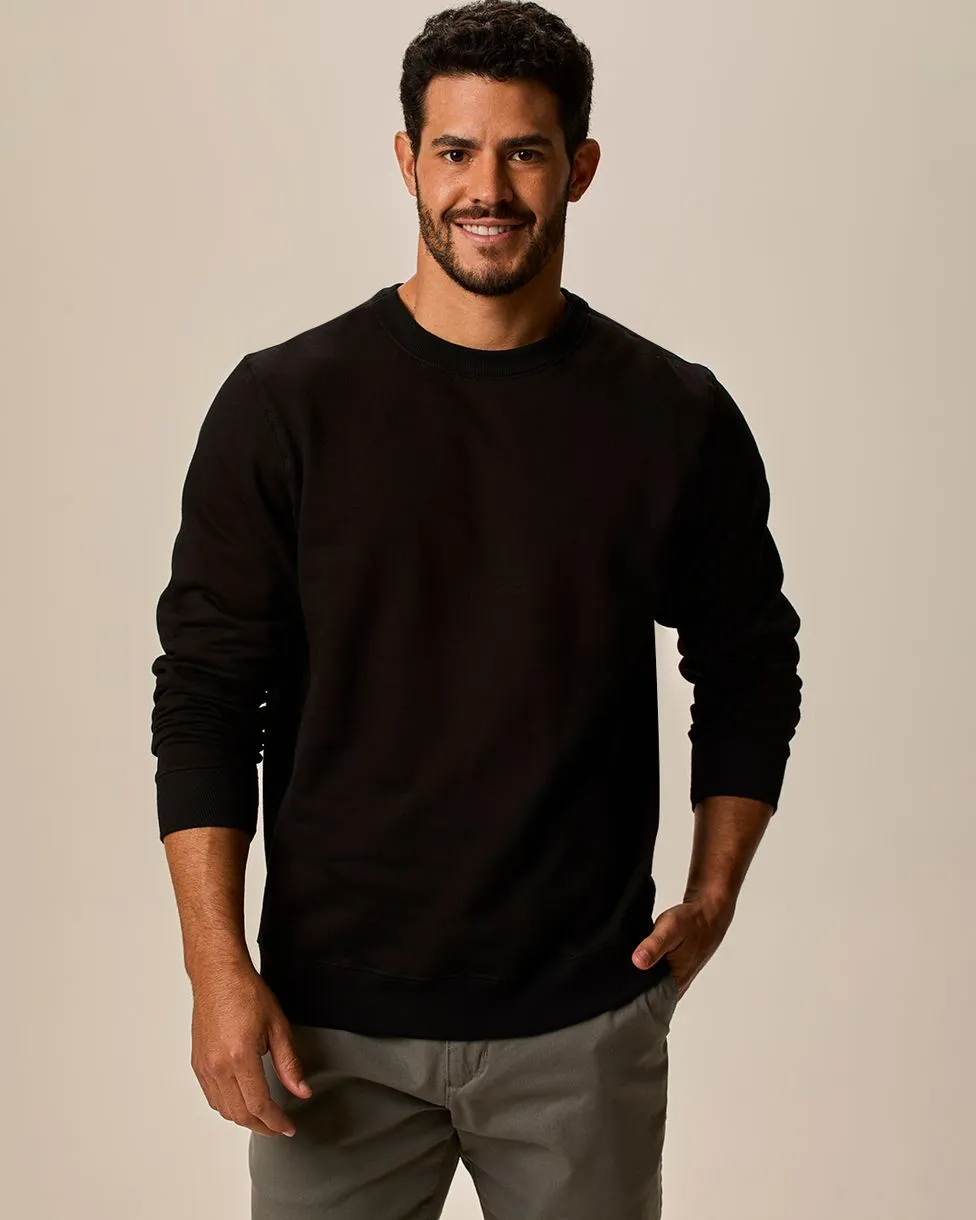 Blusão Básico Masculino Decote Redondo Em Moletom Flanelado (PRETA) M