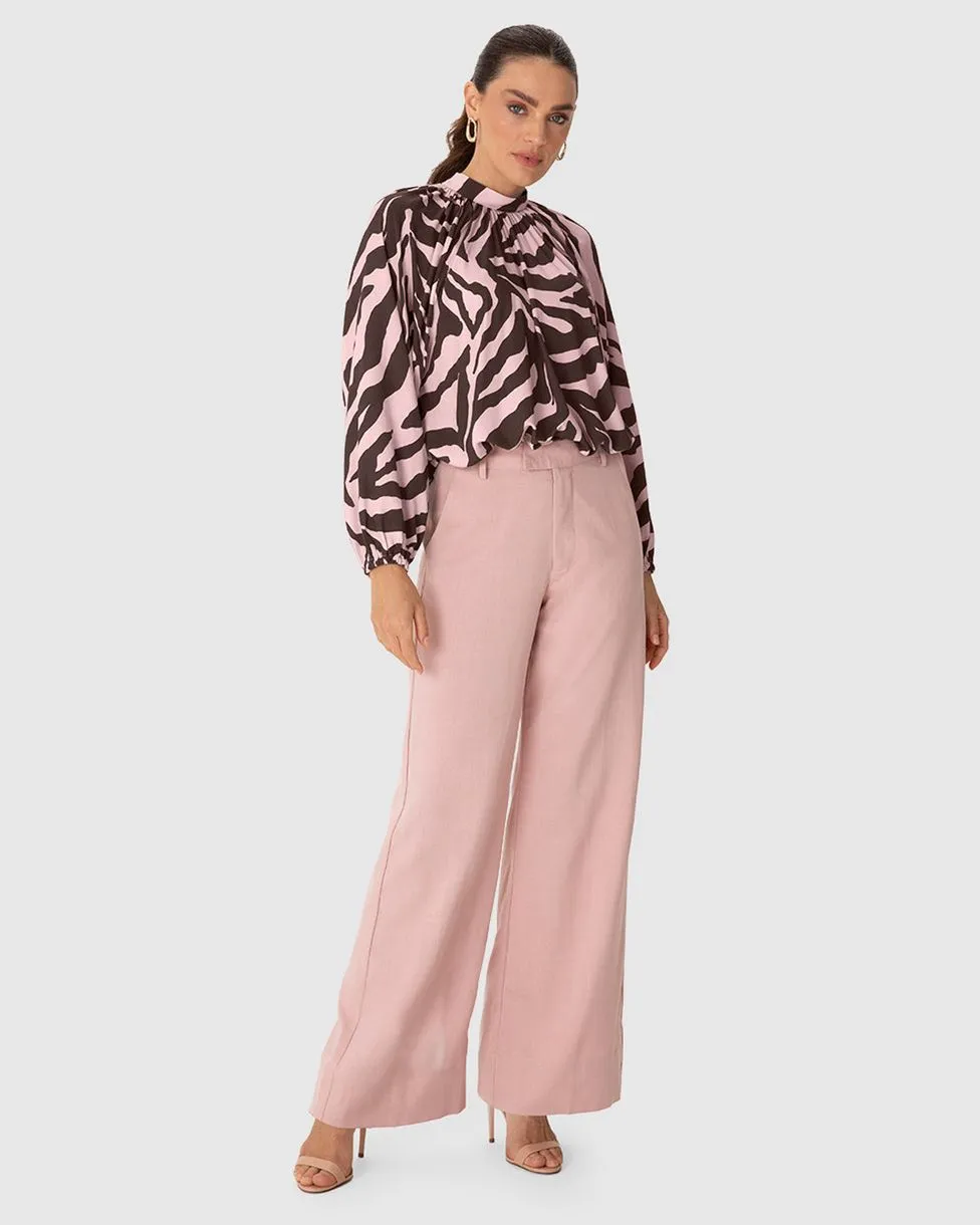 Blusa Ampla Feminina Estampa Zebra Amarração Costas Em Viscose - ENFIM P