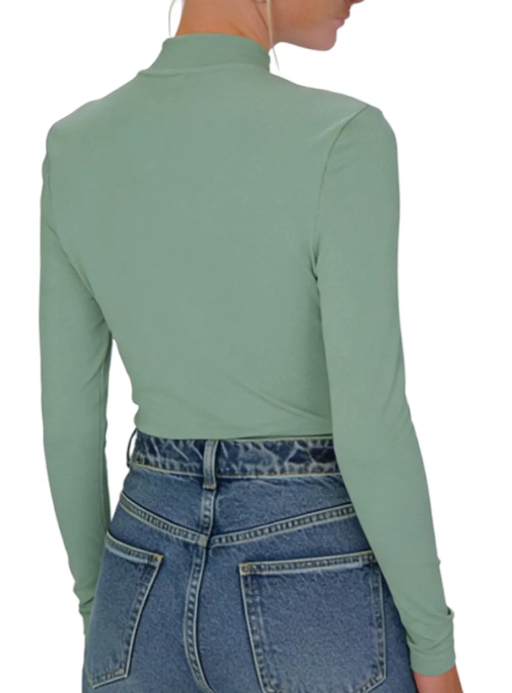 Blusa Básica Feminina Gola Alta Manga Longa Em Malha Viscose Canelada - ENFIM