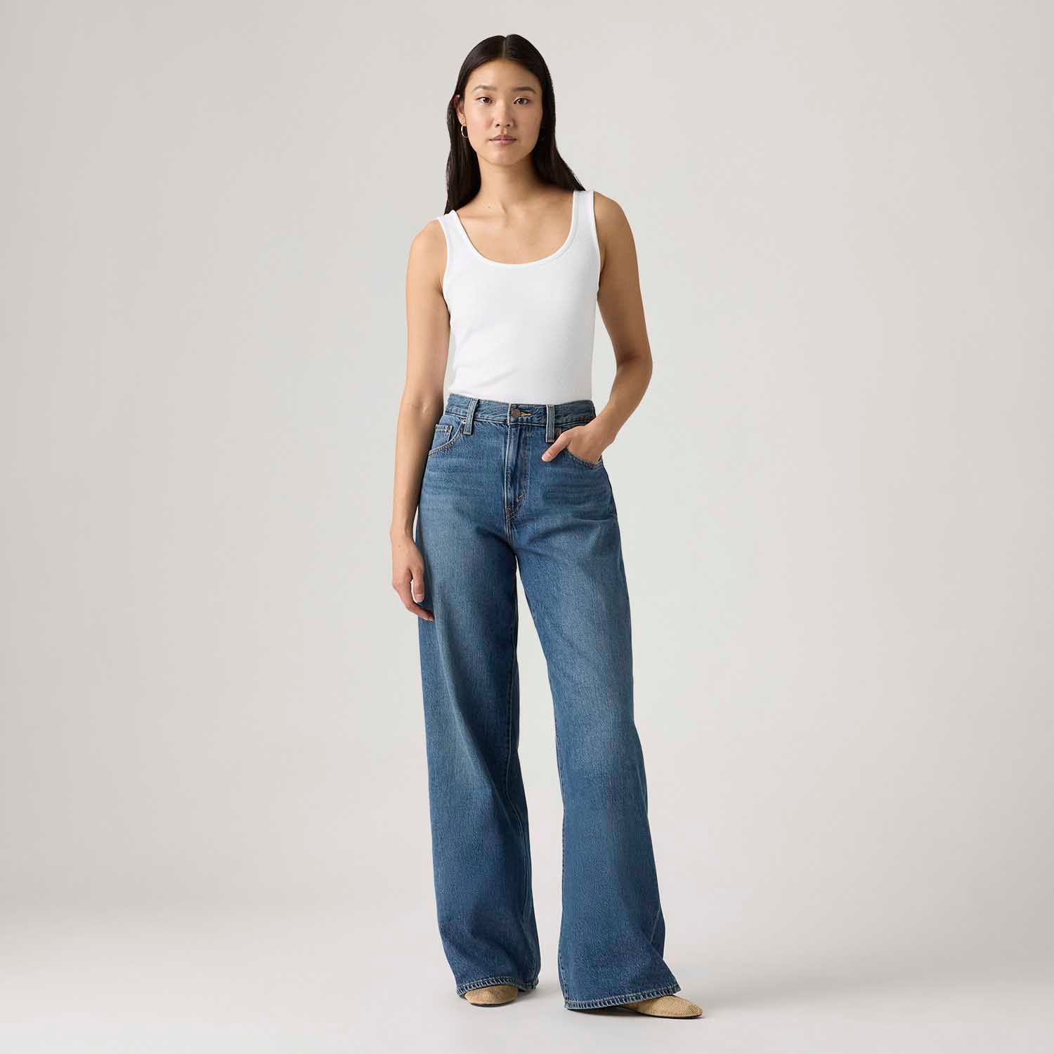 Calça Jeans Levi's® Cinch Wide Leg Lavagem Média