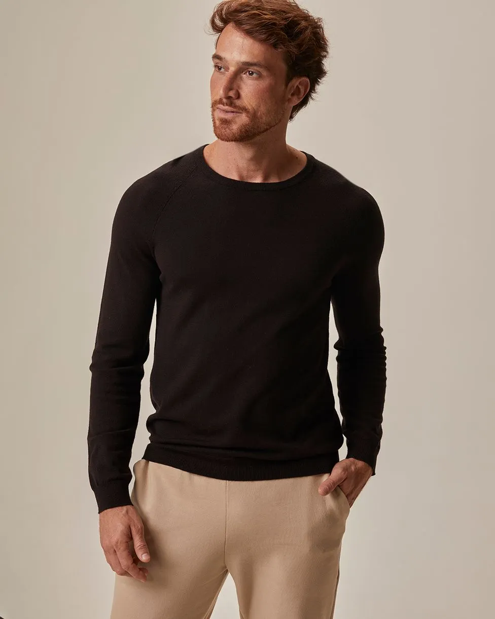 Suéter Básico Masculino Costura Recorte Ombro Em Tricô (preto) M