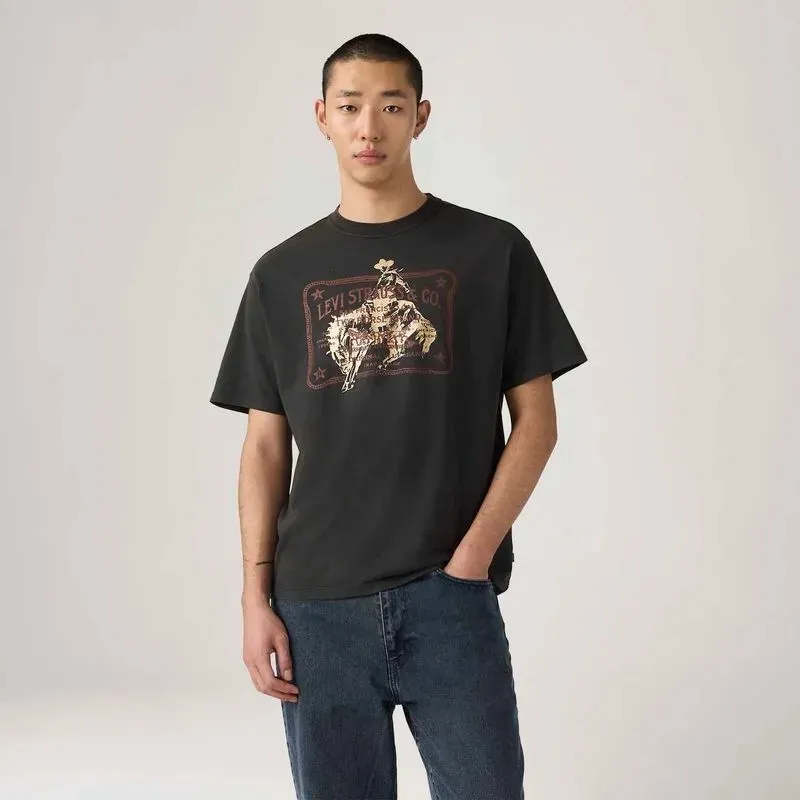 Camiseta Masculina Levis Preta Rodeio Dourado