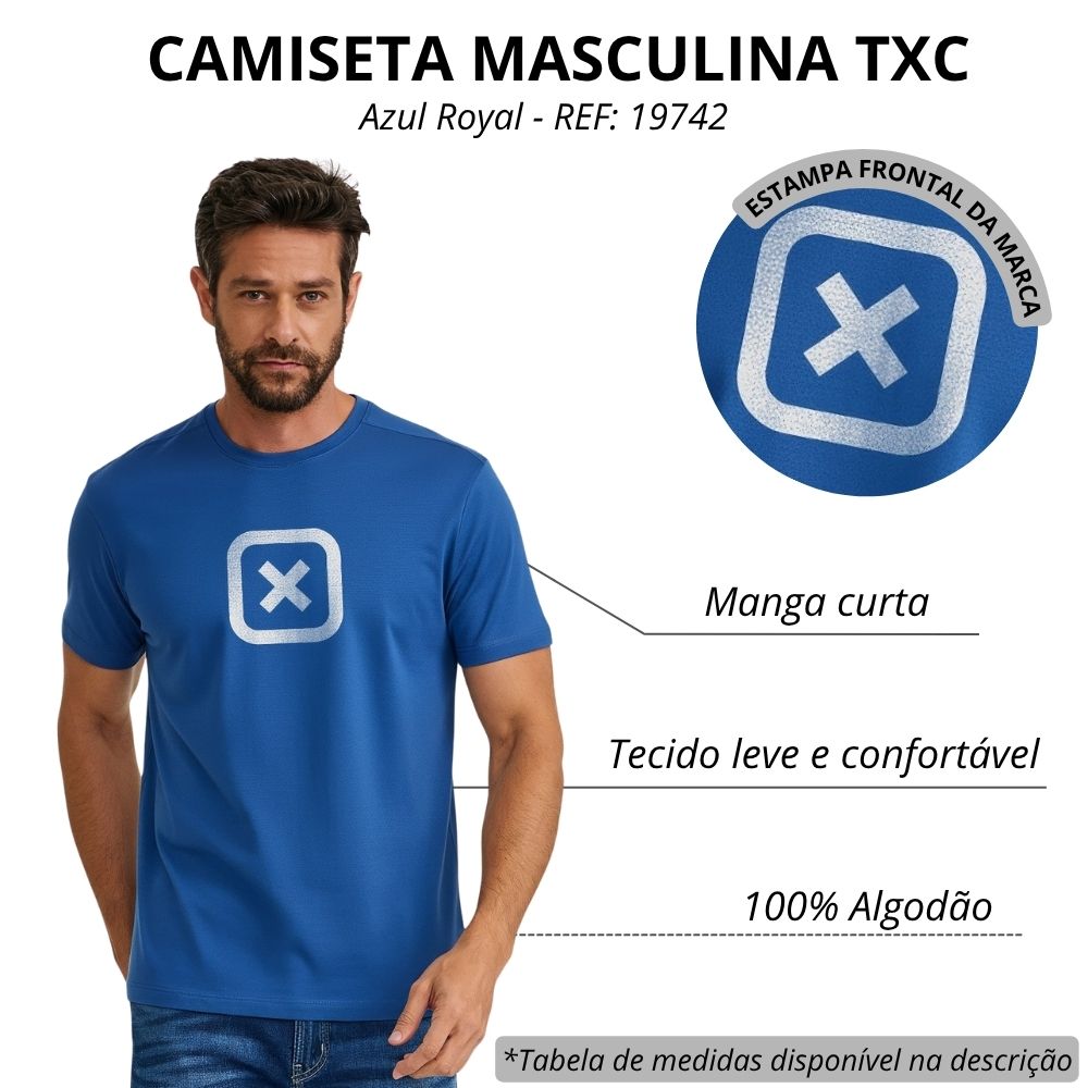 Camiseta Regular Fio 30 Estampada 19742 - 0008-AZUL — foto 2